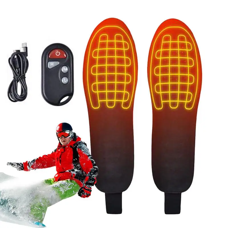 USB Heating Insole With Wireless Remote Control Rechargeable 2200mAh 3 Modes Adjustable Winter Outdoor Heating Insoles