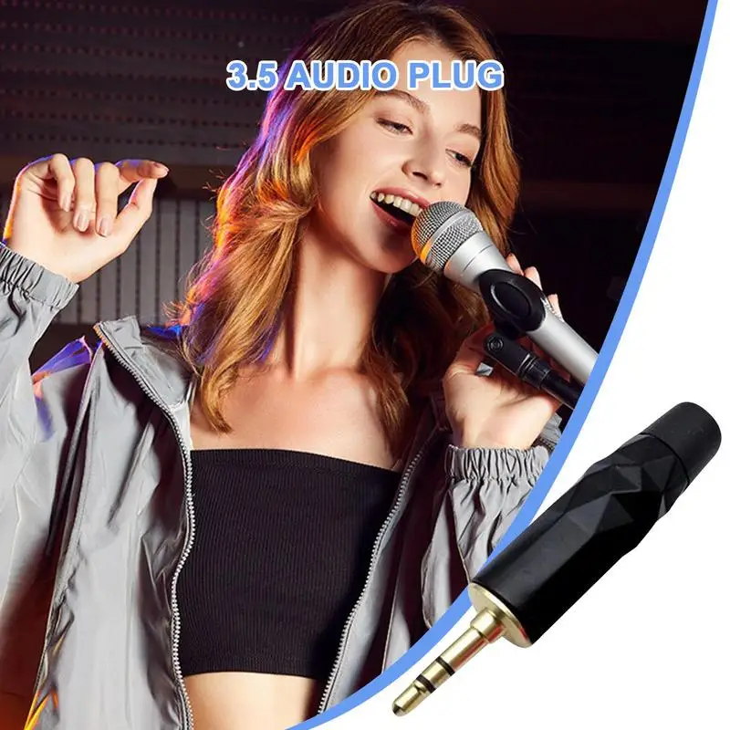 Konektor Speaker colokan lapis emas, mikrofon Stereo saluran ganda, aksesori koneksi batu permata desain koneksi untuk ponsel