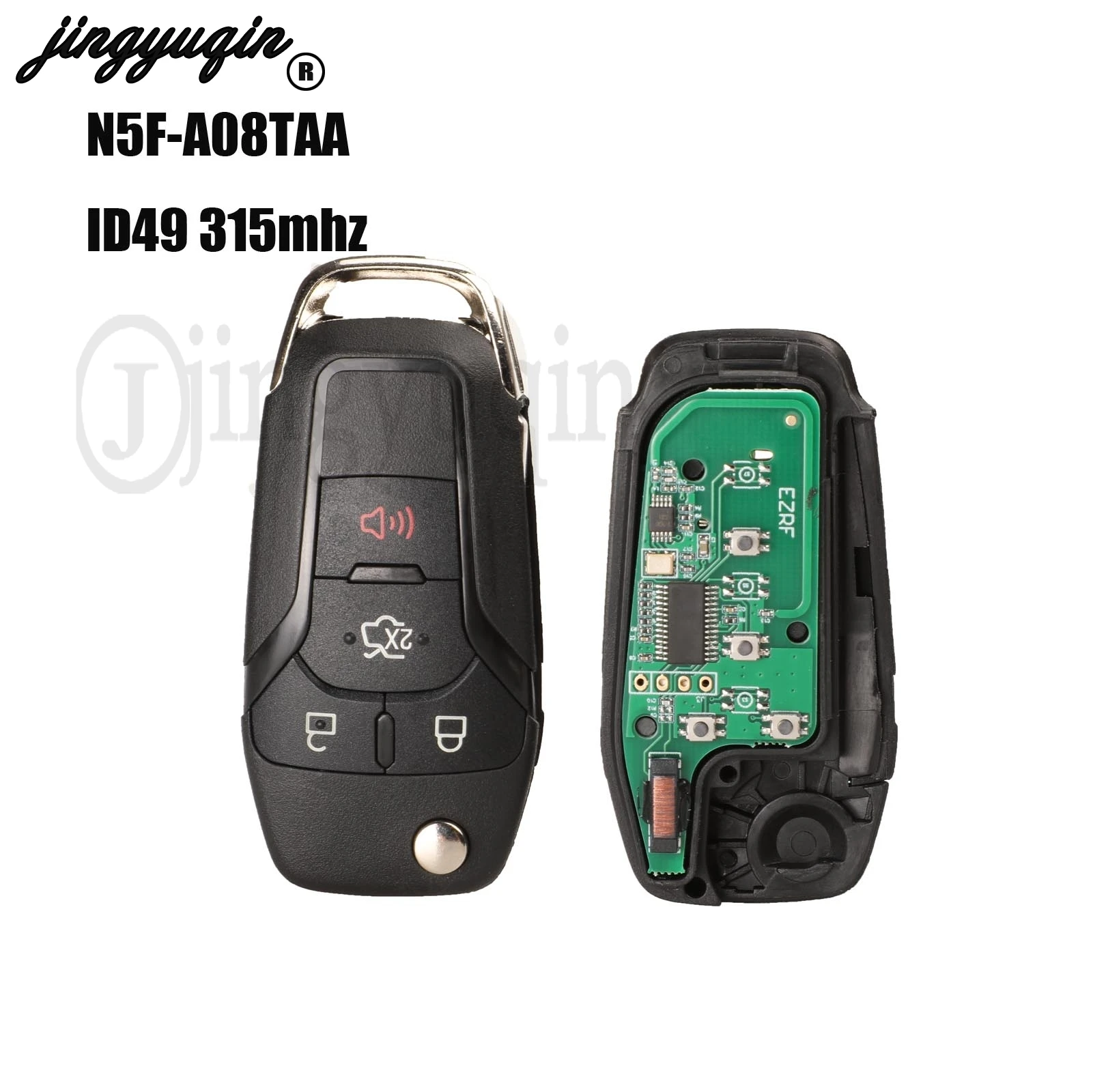 Jingyuqin Penggantian Smart Remote Flip Kunci Tanpa Kunci 4 Tombol 315MHz untuk FORD Fusion 2013-2016 FCC ID: n49-A08TAA