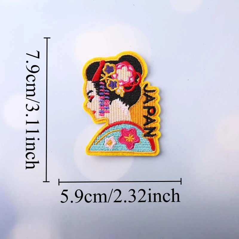Japanese Style Tokyo Scenery Girl Iron-on Sew Embroidered Badge Patches for DIY T-shirt Backpack Clothing Appliques Sticker