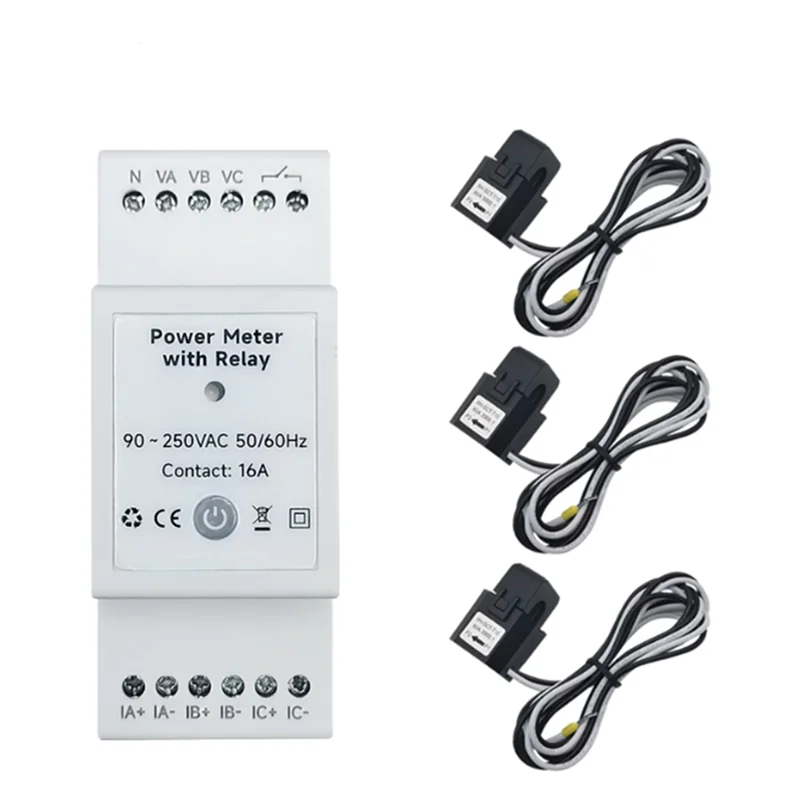 -A96Z Tuya Smart Wifi 3 Phase Energy Monitor With 80A Clamp CT Bidirectionl App Monitor Power Consumed&Electricity Statistics