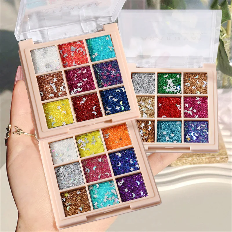 Nine Color Eye Shadow Plate Blue Pink Orange Smoked Coffee Matte Pearl Sequins Nine Color Plate Student Party Cosmetics