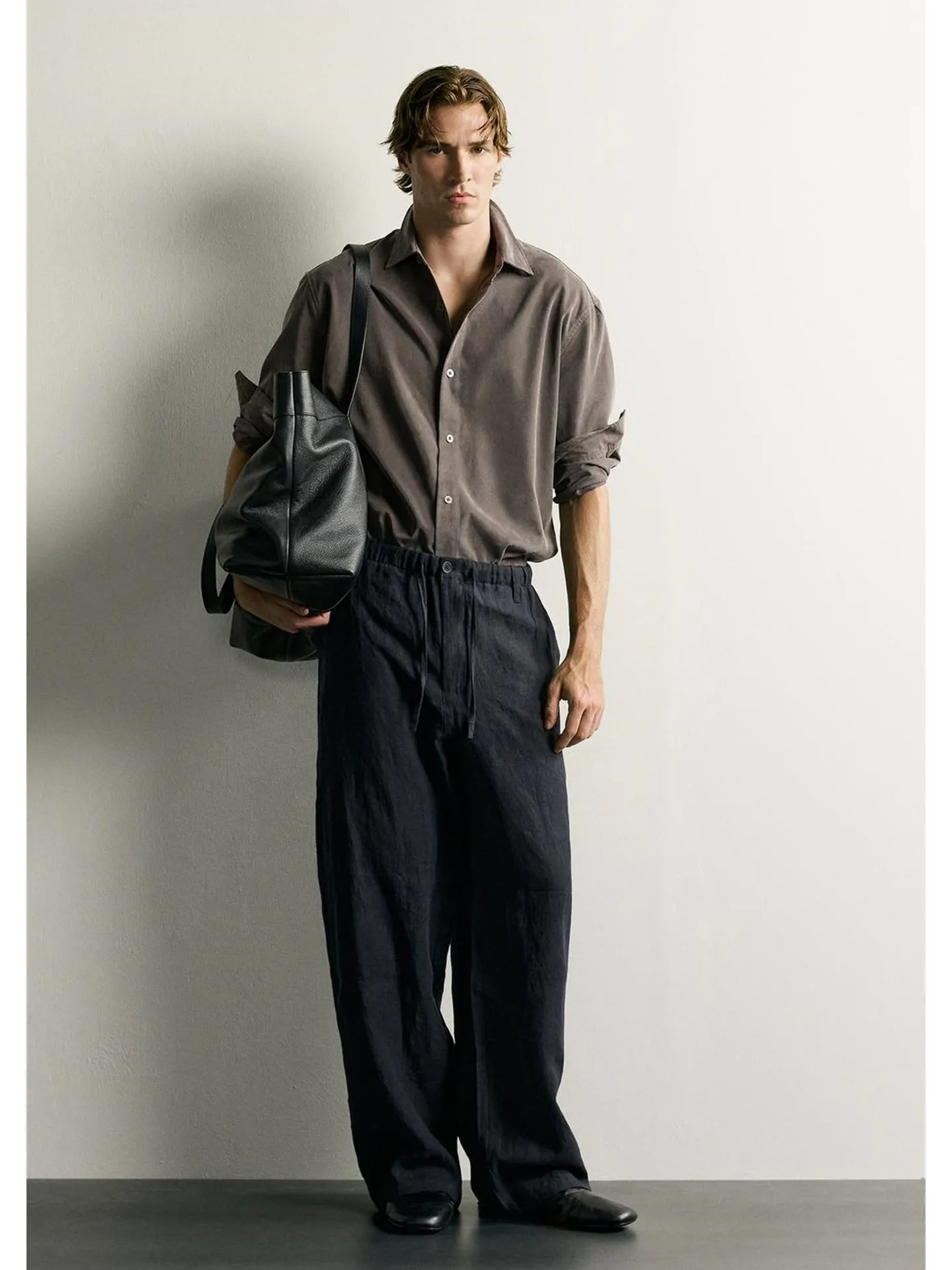 Loose Fit Casual Long Pants for Men Adjustable Waist Elastic Belted Autumn New Arrival Polyester Fiber Straight Leg Trousers