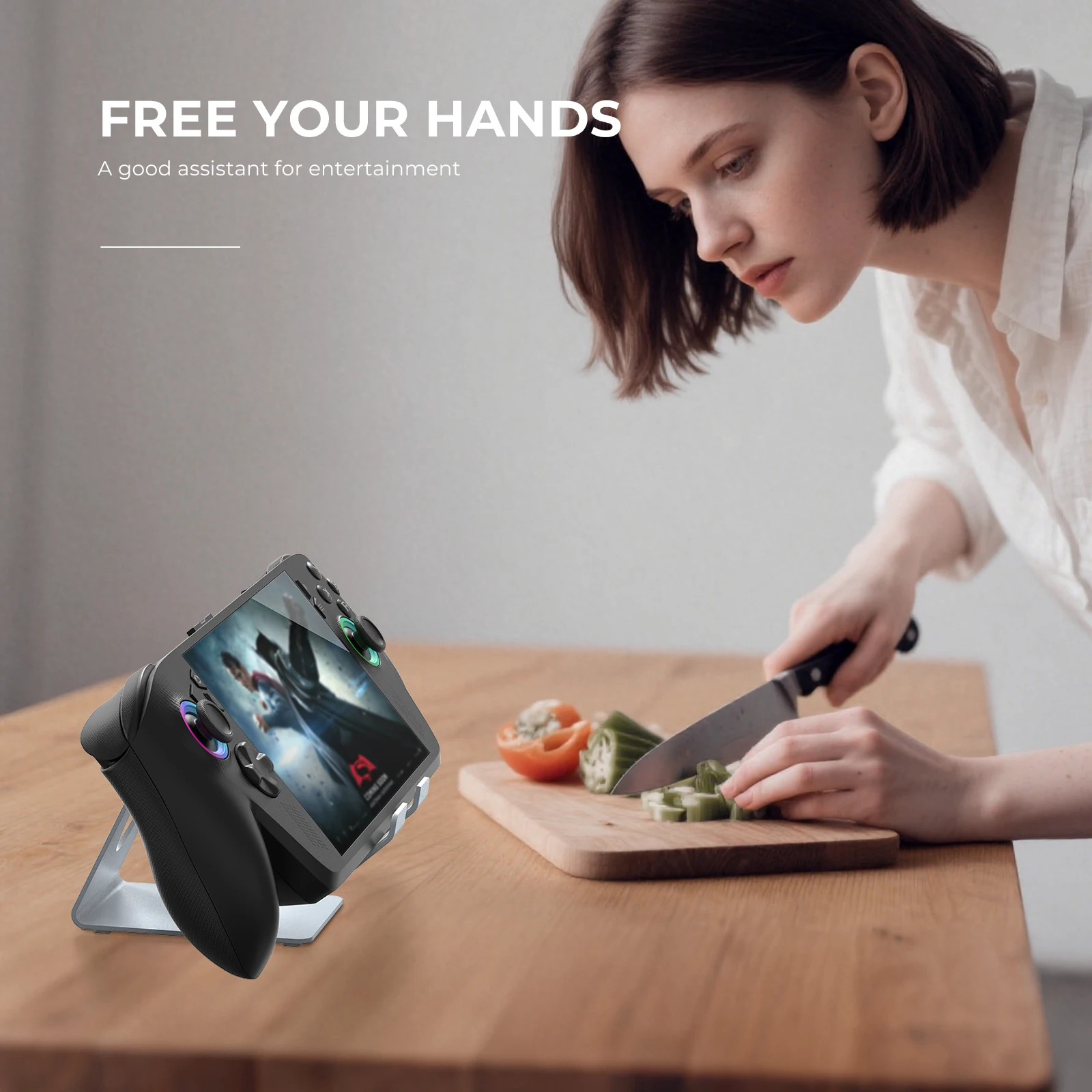 JYS-X155 Metal Desktop Stand for ROG Ally / Xbox Series X / Nintendo Switch OLED / Switch 1 & 2 / Steam Deck Handheld Consoles view 3