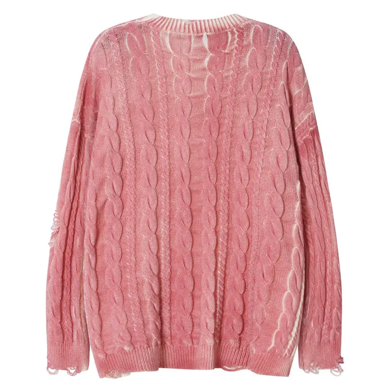 빈티지 스웨터 Y2K 그런지 찢어진 구멍 니트 풀오버 점퍼 streetwear 힙합 하라주쿠 펑크 고딕 캐주얼 루즈한 스웨터