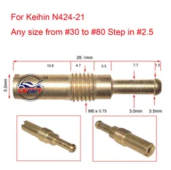 28mm M6x0.75 #30 to #80 Pilot Slow Jet For Keihin  N424-21 carburetor PE CVK FCR PWK PWM PJ CBR CR