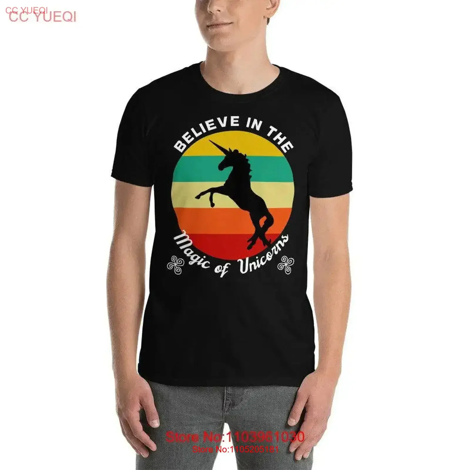 تي شيرت Believe in the Magic of Unicorns تي شيرت عتيق مغسول أنيق وممتد للجنسين متعدد الاستخدامات ملابس شارع ناعمة قليلاً #1