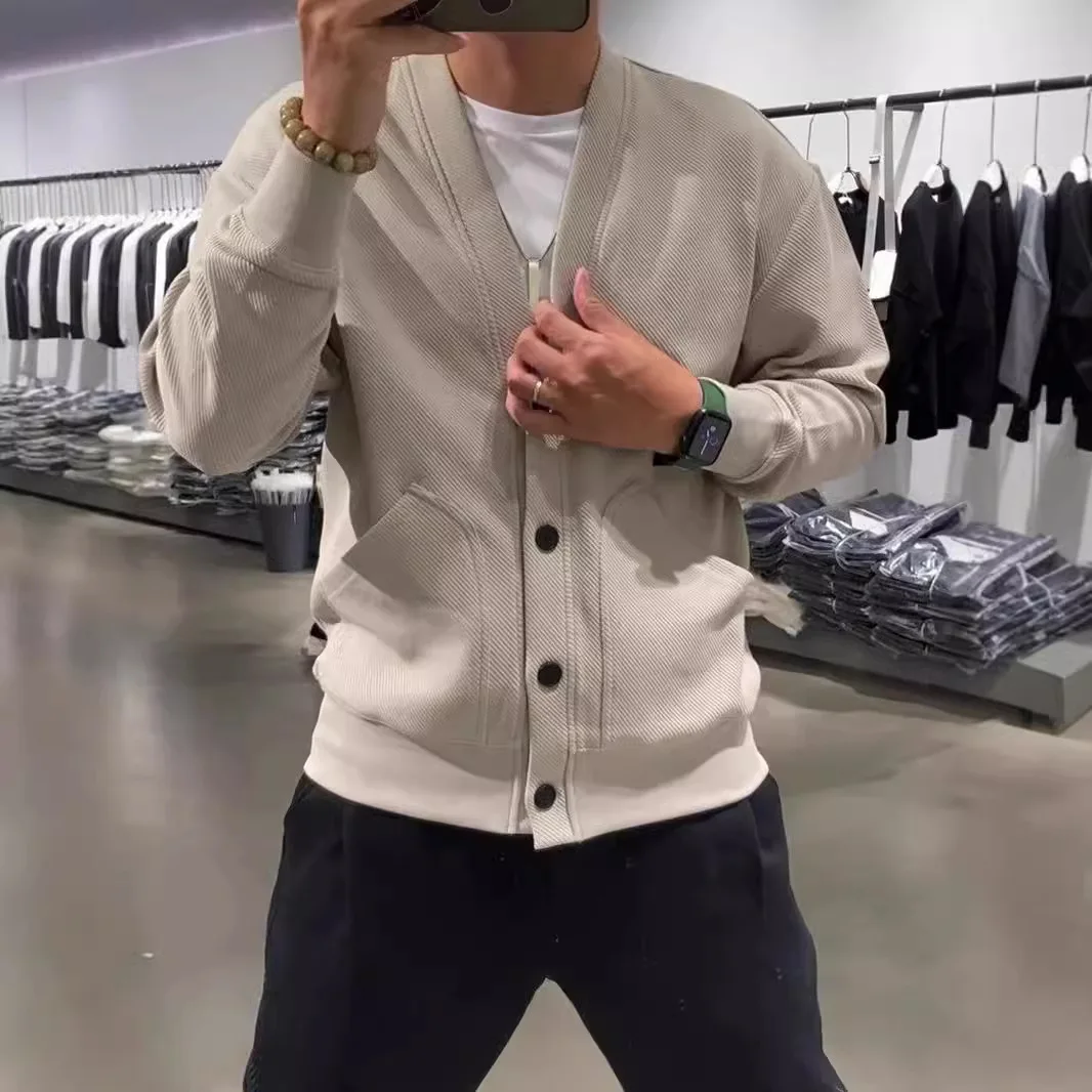 V-Neck Single-Breasted Loose Knit Cardigan Men's Designer Casual Outerwear