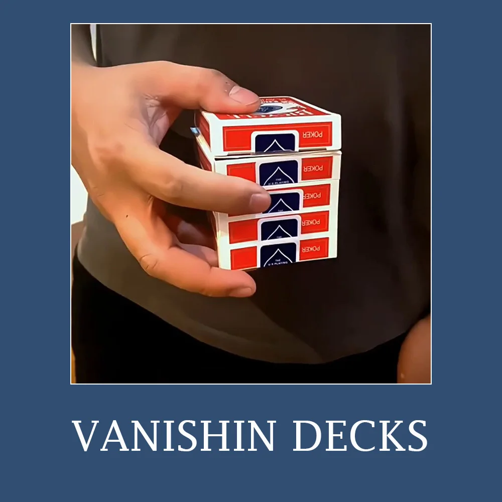 Vanishing Decks (Red/Blue) Magic Tricks Multiple Decks Vanishes into One Deck Magia Close Up Illusions Gimmicks Mentalism Props