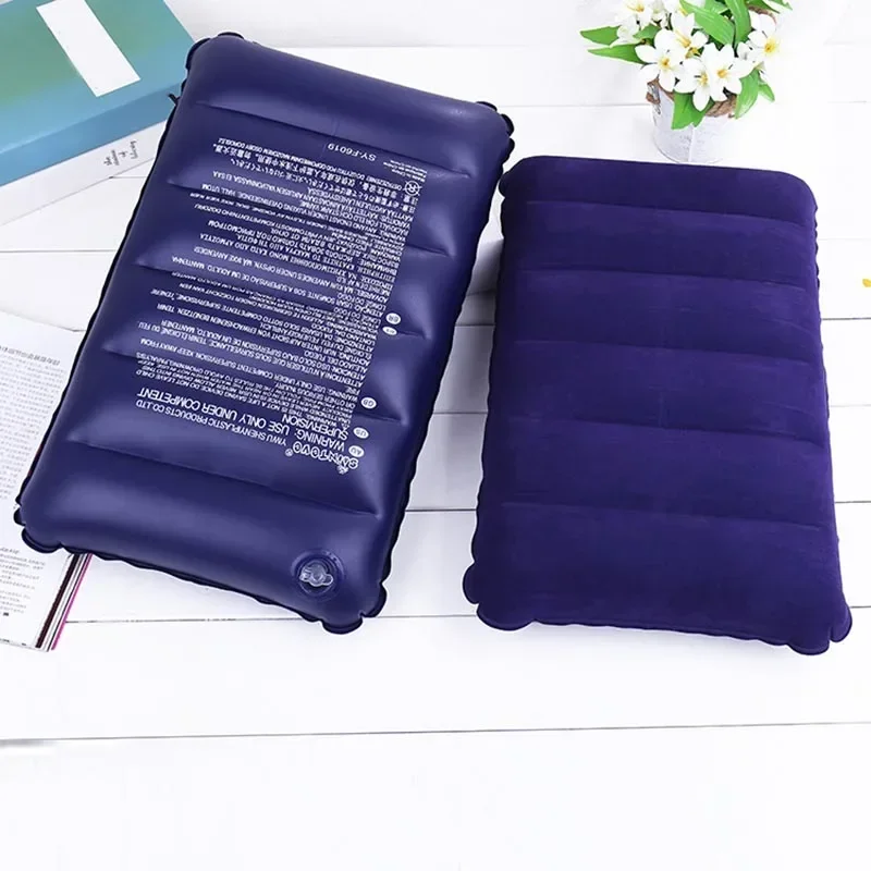 Foldable Pillow Outdoor Travel Sleep Pillow Air Inflatable Portable Break Rest Pillow Blue
