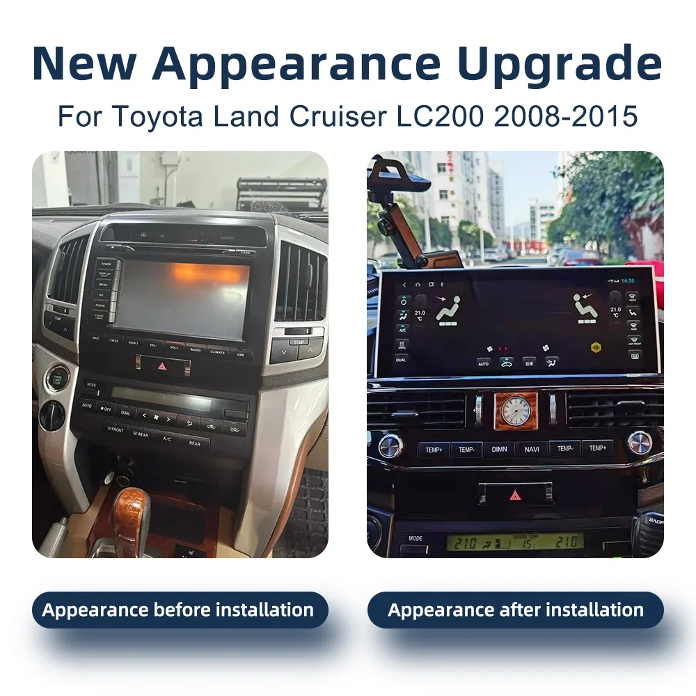 Android 14.0 CarPlay GPS Navigation 4G WiFi Bluetooth DSP Multimedia Player Car Radio For Toyota Land Cruiser LC200 2008-2015