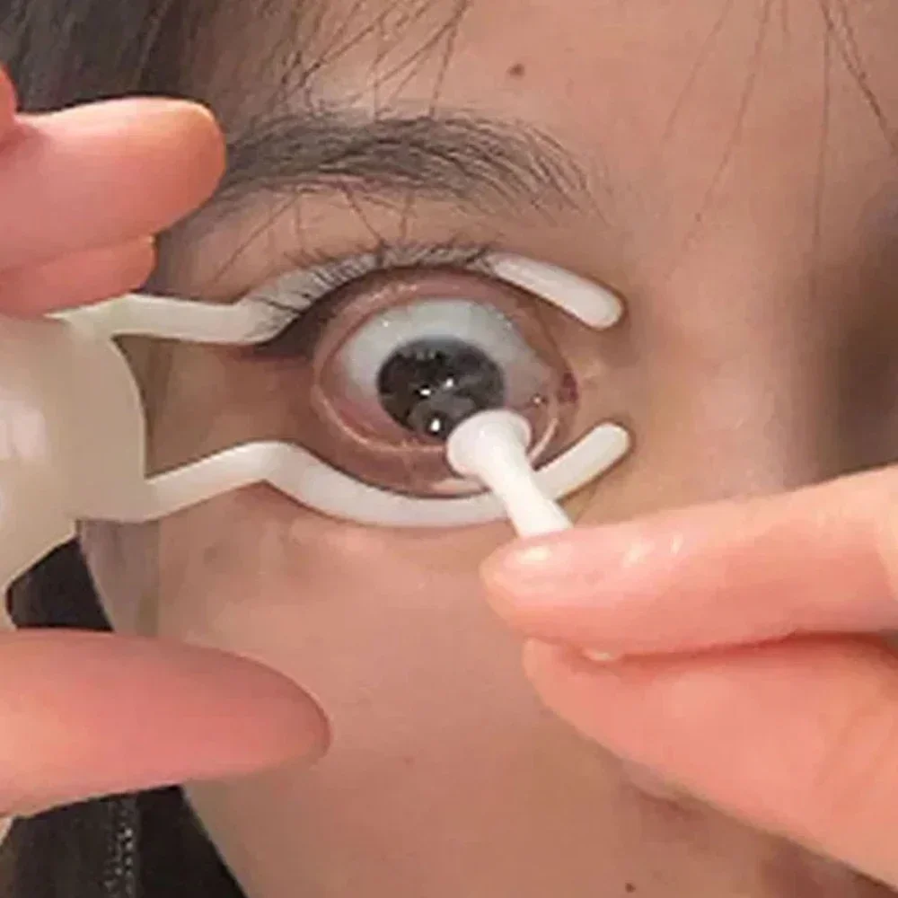 العناية بالعين عدسات لاصقة الواضع مزيل البلاستيك لينة المدببة الملقط قضيب دعم الجفون مساعد ارتداء أدوات عدسة الملحقات #2