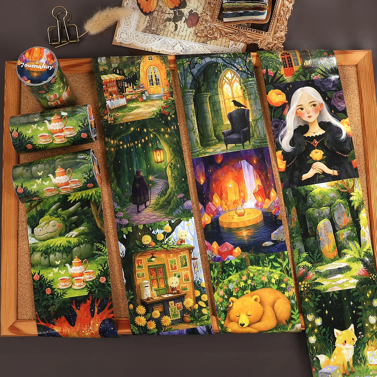 80mm*210cm Vintage Magic Forest Character Landscape Washi  Tape Creative DIY Journal Material Collage Scrapbooking Stationery
