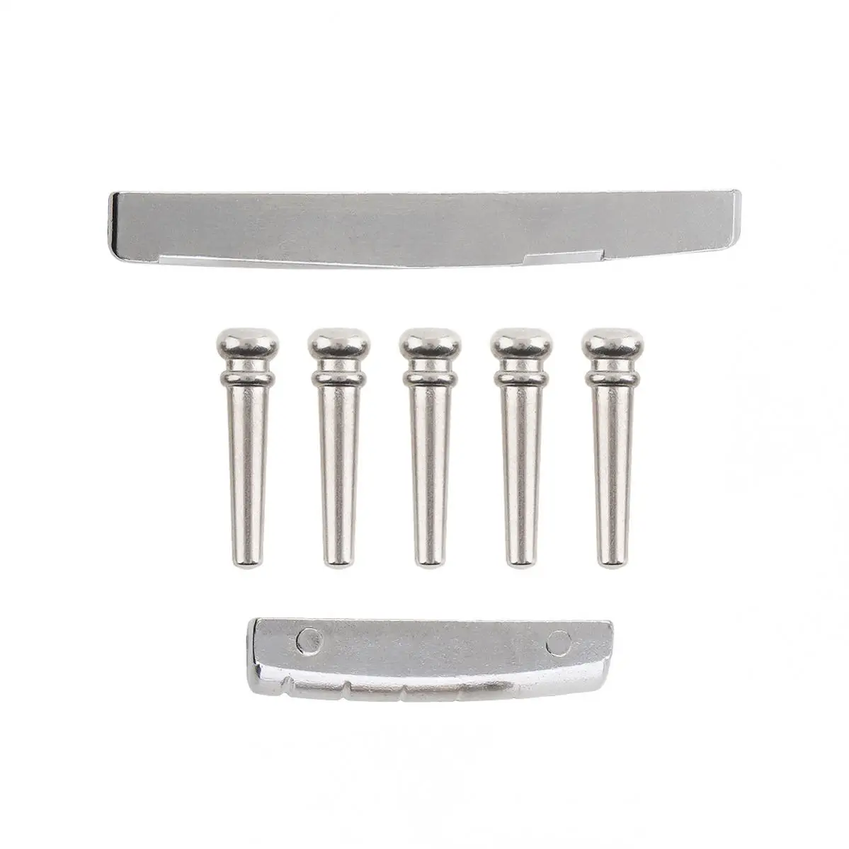 6pcs Zinc Alloy Bridge Pins & Bridge Nut Saddle Set for Folk Acoustic Guitar