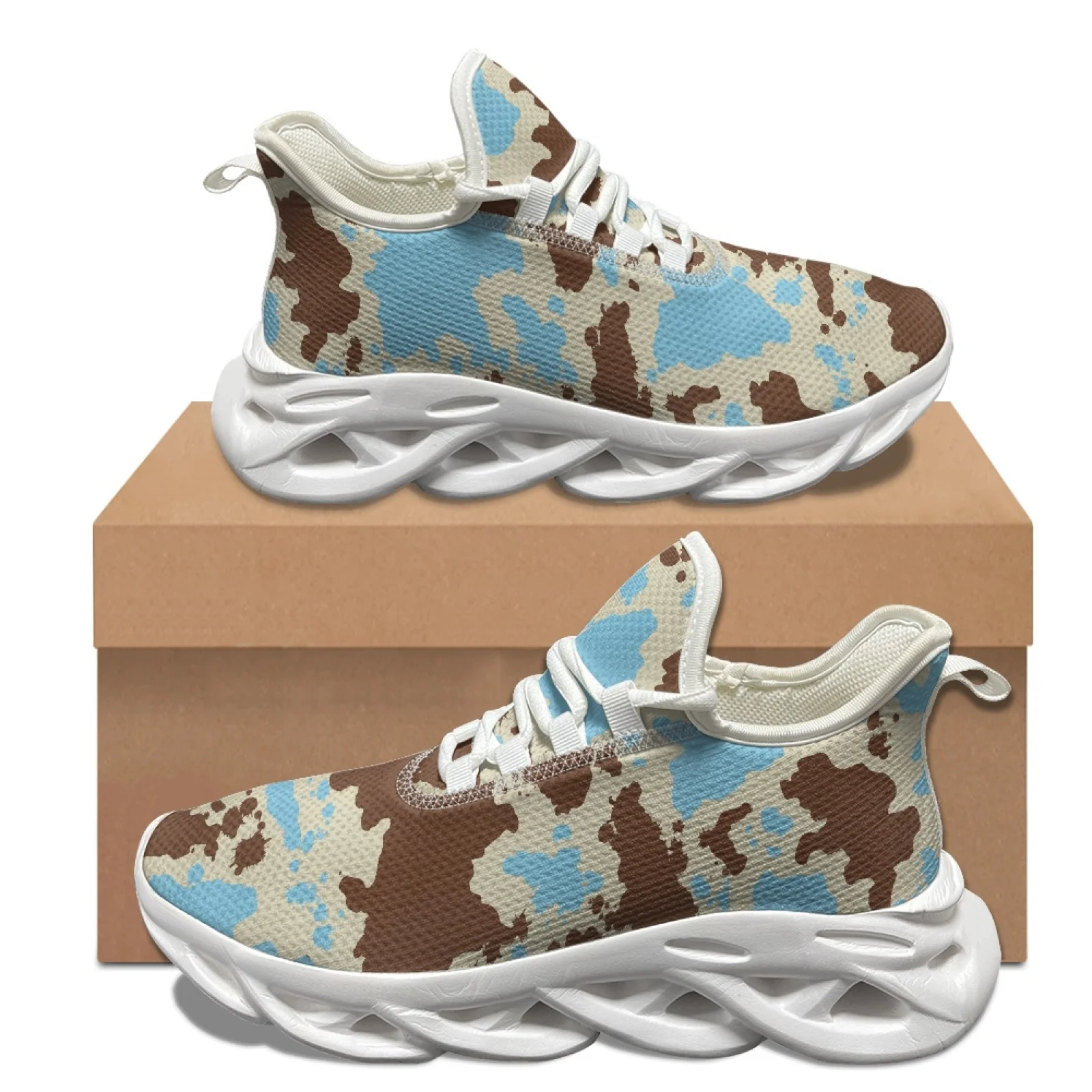 XIXIRIMIDO Blade Running Shoes Women's Lightweight Sneakers Men's Commuter Comfort Breathable Soft Lightweight Cow Print 35-48
