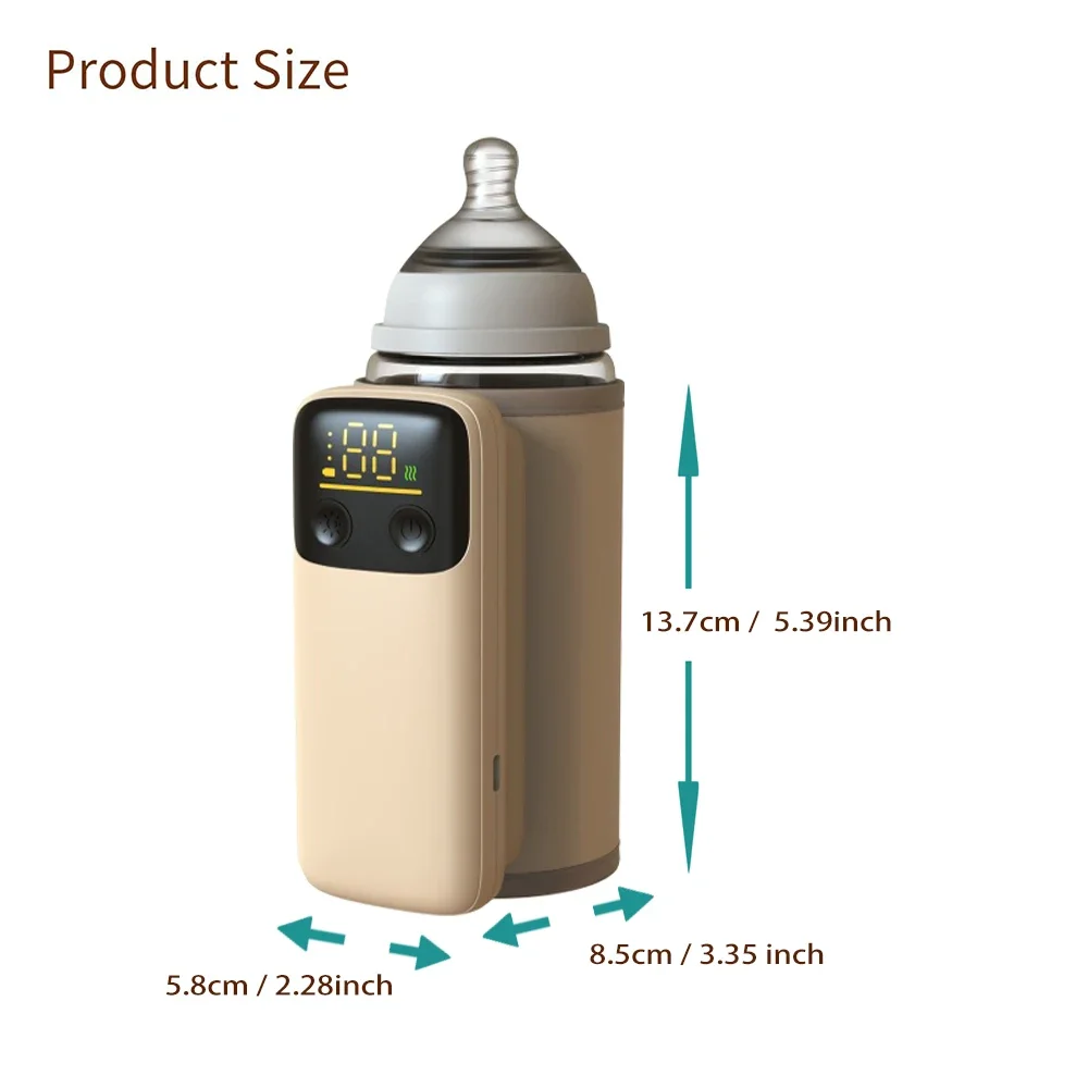 Rechargeable Portable Bottle Warmer with Fast Charging Cordless Milk Warmer with Temperature Control for Traveling Camping Home