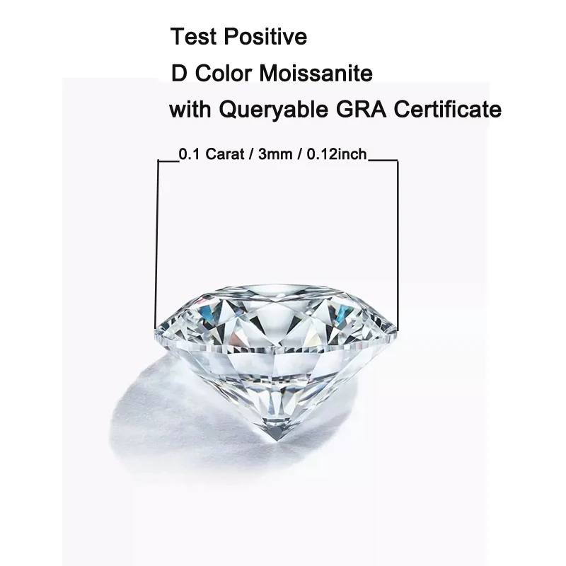 With GRA Credentials Small Size 3mm 0.1 Carat Loose Moissanites D Color VVS1 Gemstone Lab Grown Diamonds DIY Making Jewelry