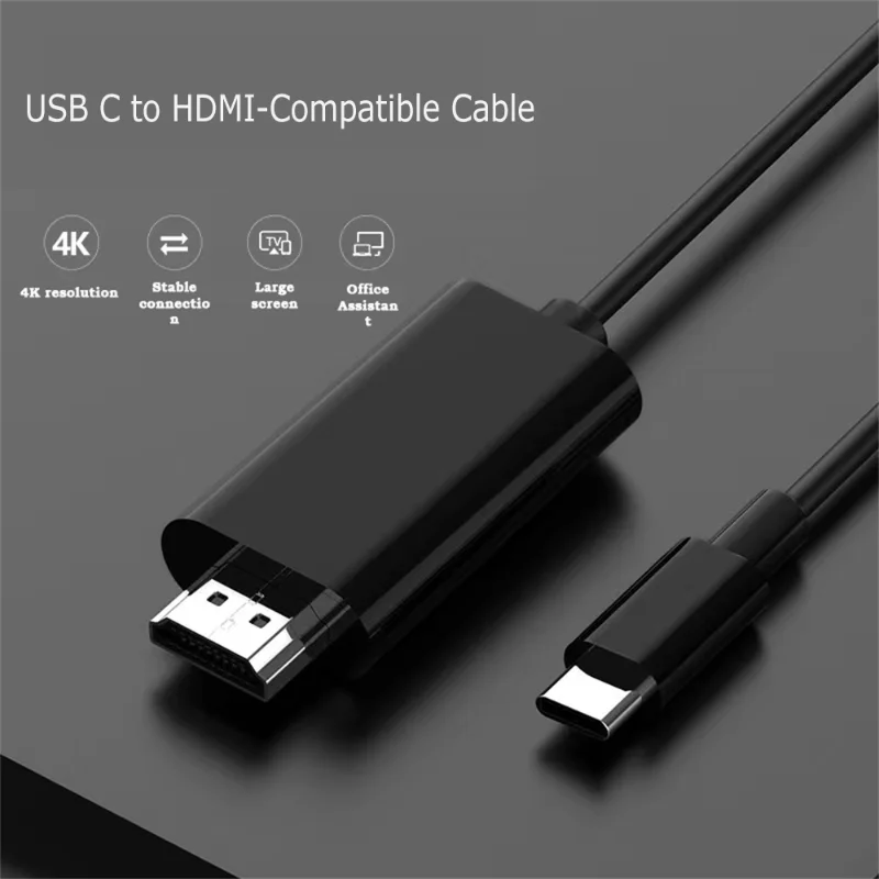 

USB Type-C to HDMI Converter Cable 4K 30Hz For Mobile Phone Connection to TV Adapter 2M Projection Cable For HD Video Connection