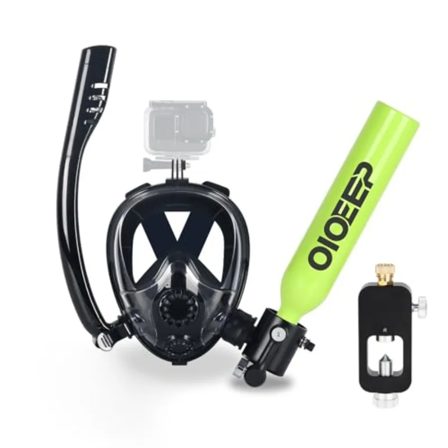 

Mini Scuba Tank with Sub-Mask 0.5L Portable Diving Lung Tank for Recreational Diving Boat Cleaning Underwater Breathing Black A
