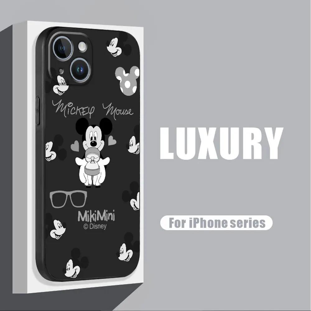 Disney Mickey Mouse Capa Case for Apple iPhone 14 SE 11 13 Pro 15 Pro Max 8 Plus XR 12 Mini XS X 15 Pro Cover Black Soft Coque