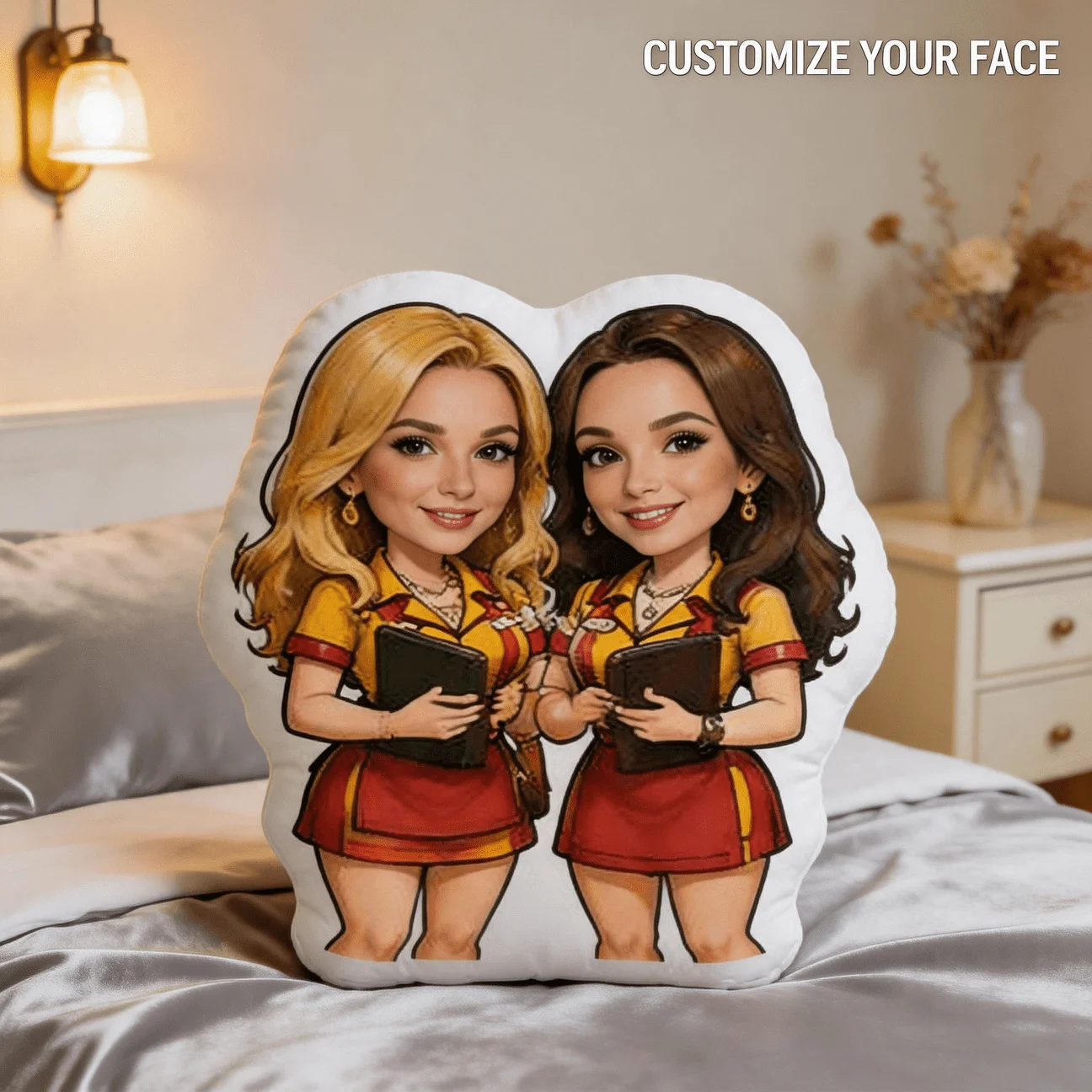 Custom Photo Shaped Pillow, Personalized Cartoon Face Decorative Cushion for Best Friends or Coworkers, Unique Home Decor Accent