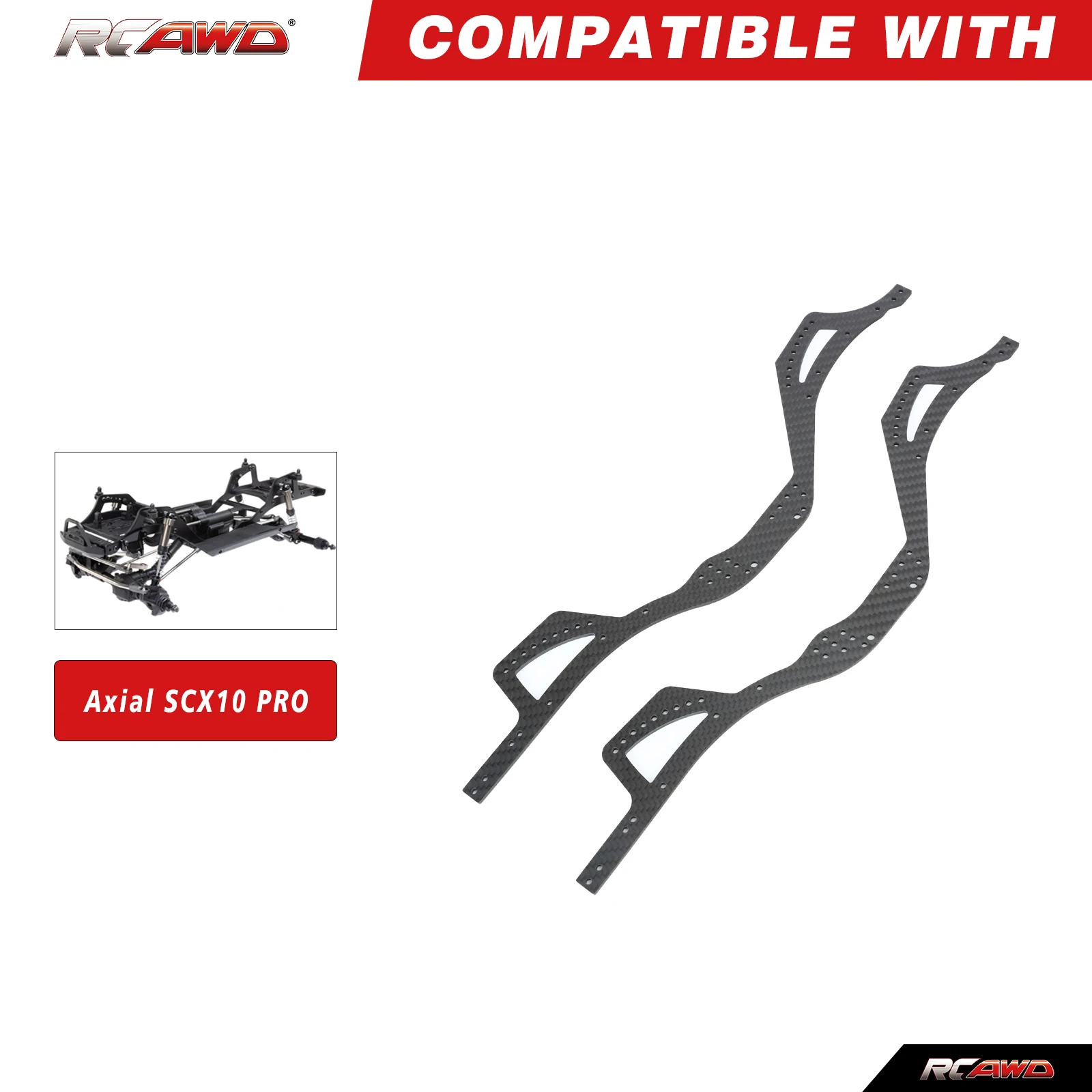 RCAWD Graphite Carbon Chassis Rail Set for 1/10 Axial SCX10 PRO 4X4 Kit AXI03028 AXI231053 Upgrades Parts