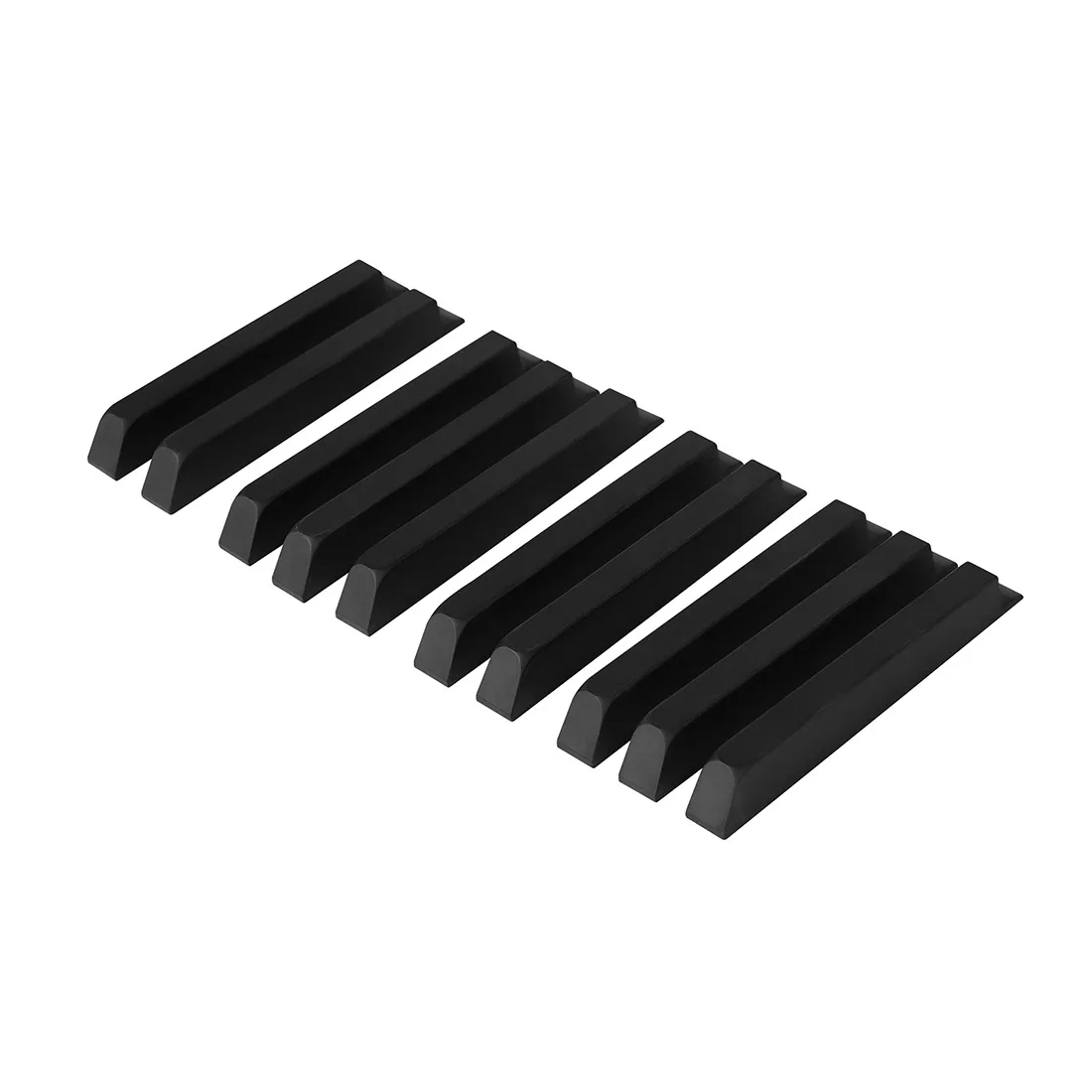 10Pcs Black Matte ABS Piano Key Tops, Sharp Keys Replacement Parts for 61/88 Keys Electronic Piano Keyboard Repair Accessories