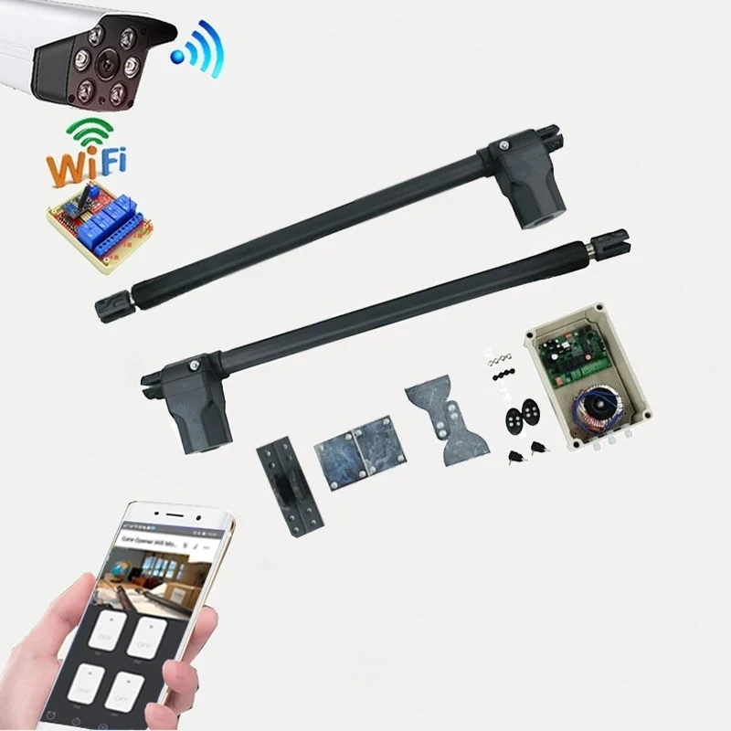 

Умный дом с визуальным управлением DC24V Комплект открывания распашных ворот с модулем Wi-Fi Wi-Fi Камера для телефонов Android или IOS Приложение EWeLink