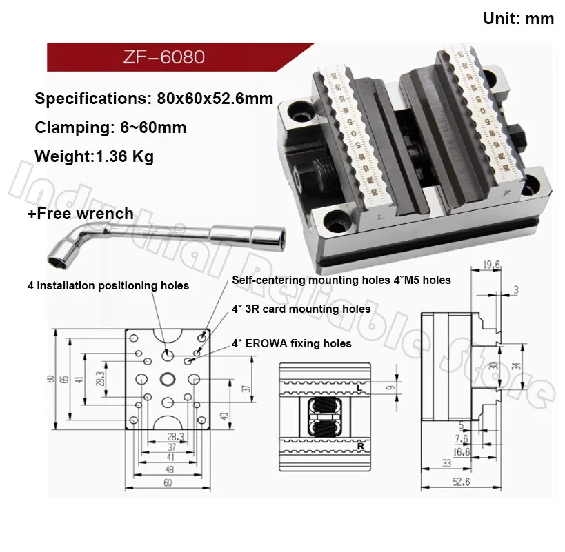 CNC zelfcentrerende bankschroef CNC vierassige vijfassige speciale armatuur multi-station centreerarmatuur concentrische platte mondtang - afbeelding 1