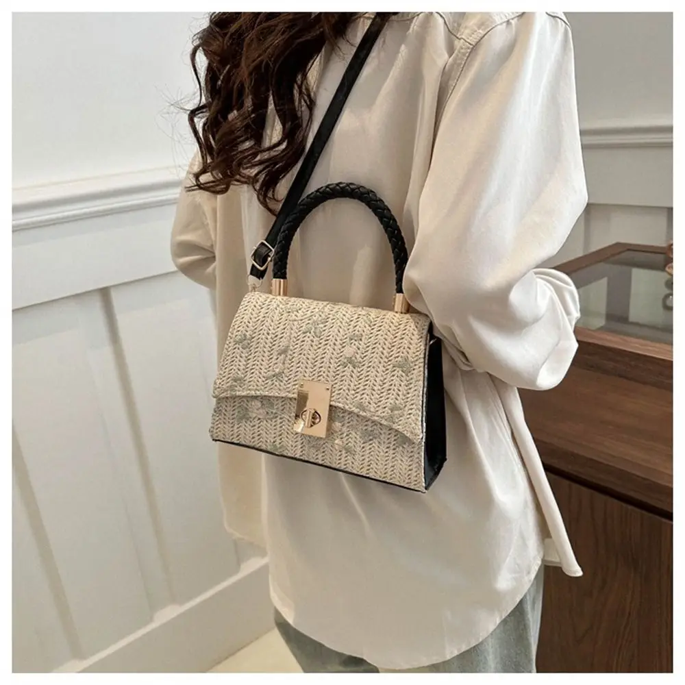 Modna torba ze słomy rattanowej o dużej pojemności, ręcznie robiona pleciona torba ze słomy, torba na ramię w stylu bohemy dla kobiet i dziewcząt