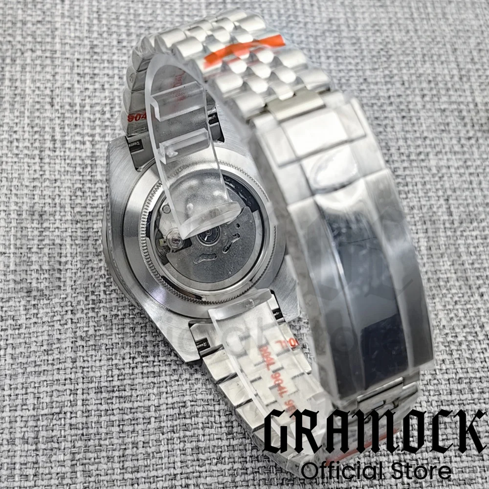 Gramock Stainless Steel NH35A 40mm 10Bar Automatic Men's Watch Grey Sunburst Dial Sapphire Glass Rotating Bezel Date Luminous