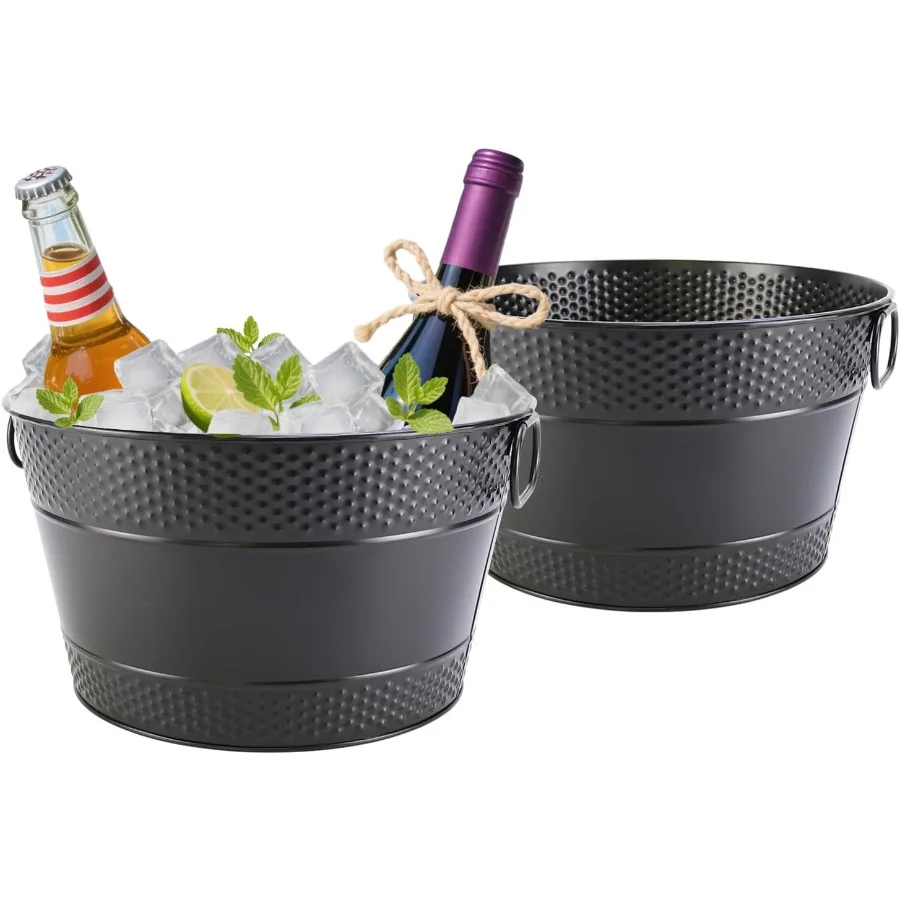 

Metal Ice Bucket Galvanized Beverage Tub 2Pack Drink Buckets Large Cooler for Wine Beer Champagne Cocktails for Catering Bars P