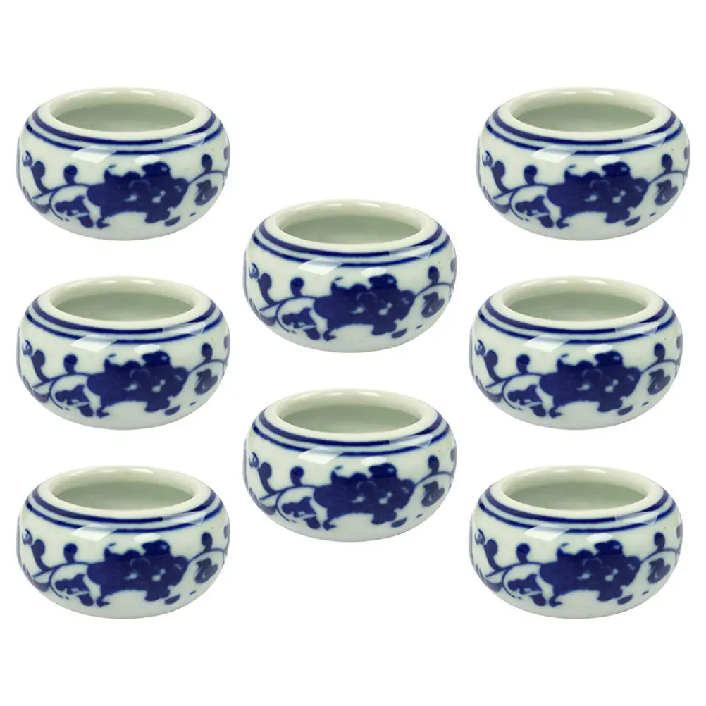 8Pcs Novel Generous Ceramic Ink Plate Calligraphy Stationery Set for Home Office School Art Studio Multi-Purpose Inkwell Tray