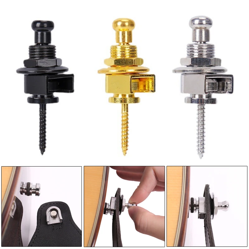 2Pcs Guitar Bass Strap Lock Skidproof StrapLock Locking Pegs Pins,Guitar Strap Buttons Pins Metal End Guitar Accessories