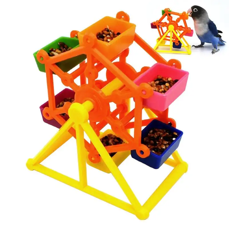 Windmill Bird Feeder Bird Foraging Toys For Conures Small Parrots Bird Worm Feeder Toy Parrot Rotate Colorful Bird Feeder Toy