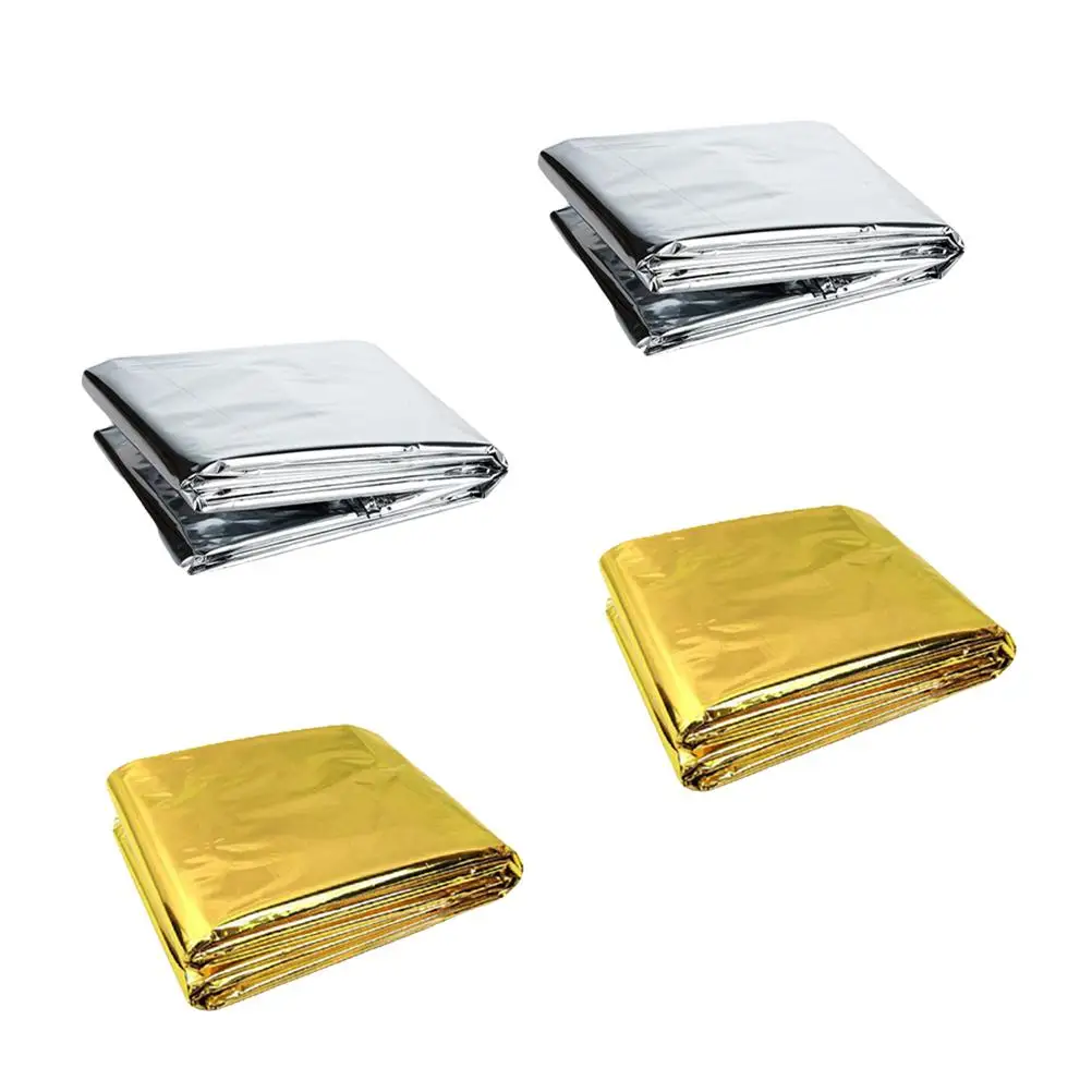 4 Pcs Aluminum Foil Insulation Blanket Emergency Silver Blankets Pet Film Outdoor Thermal