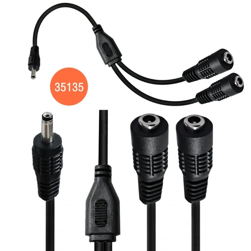 DC Y Splitter Cable DC3.5mm x 1.35mm 1 Male to 2 Female Adapter Cord for CCTV Security Camera LED Strips Light 35cm