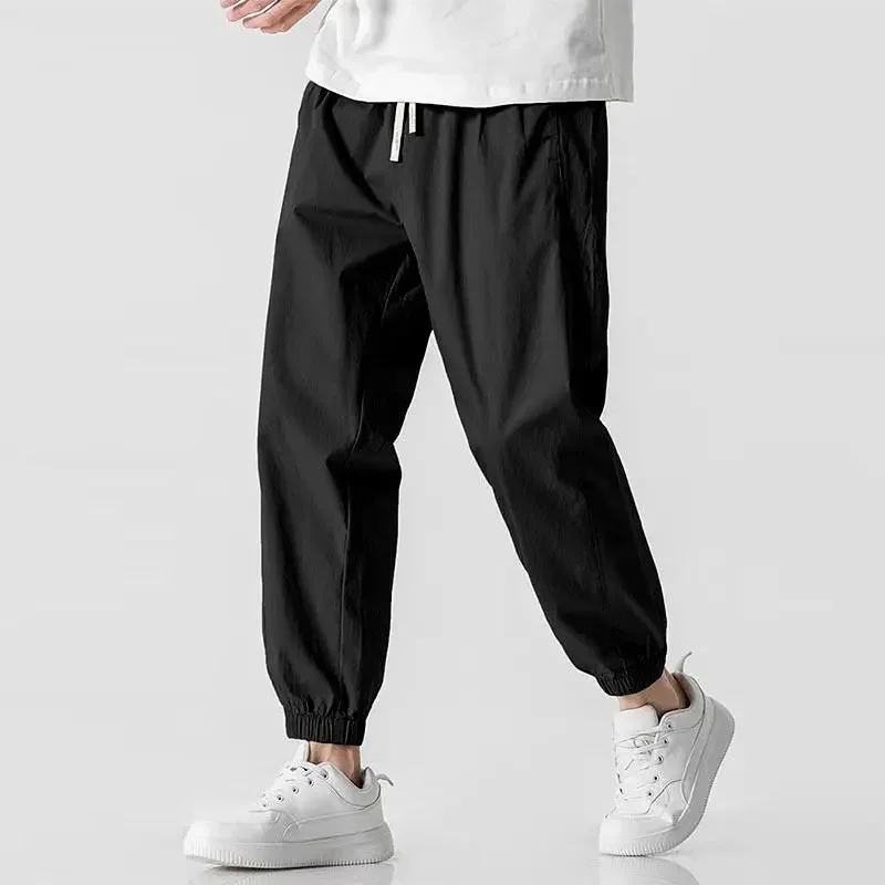 

GELITAYIN Summer Thin Ice Silk Baggy Casual Harem Pants Man Korean Style Original Clothing Fashion 2025 Vintage Cropped Trousers