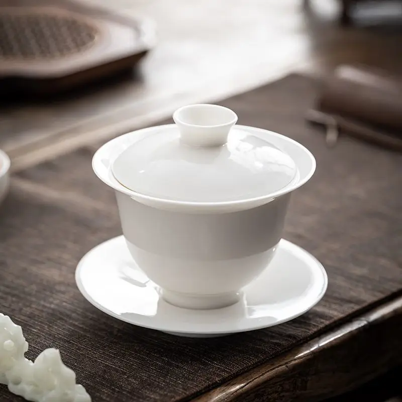 

Чаша для заваривания чая кунг-фу — высококачественный трехзубый фарфоровый набор Dehua Yangzhi Jade