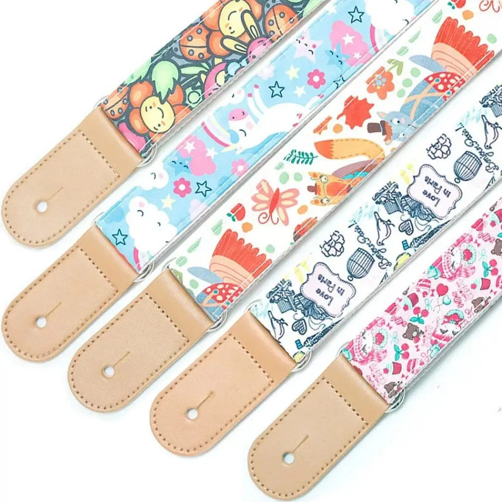 

Bass Belts Cotton Guitar Strap Leather End Printed Electric Guitar Belts Colorful Universal Guitar Shoulder Belt Bass