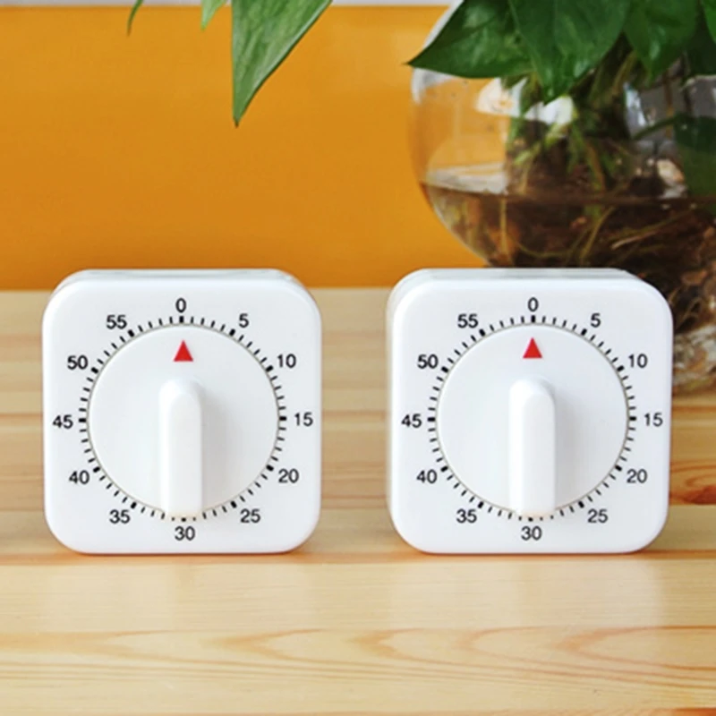 Promemoria timer meccanico quadrato da 60 minuti conteggio utensile da cucina bianco per guscio marcatura nera