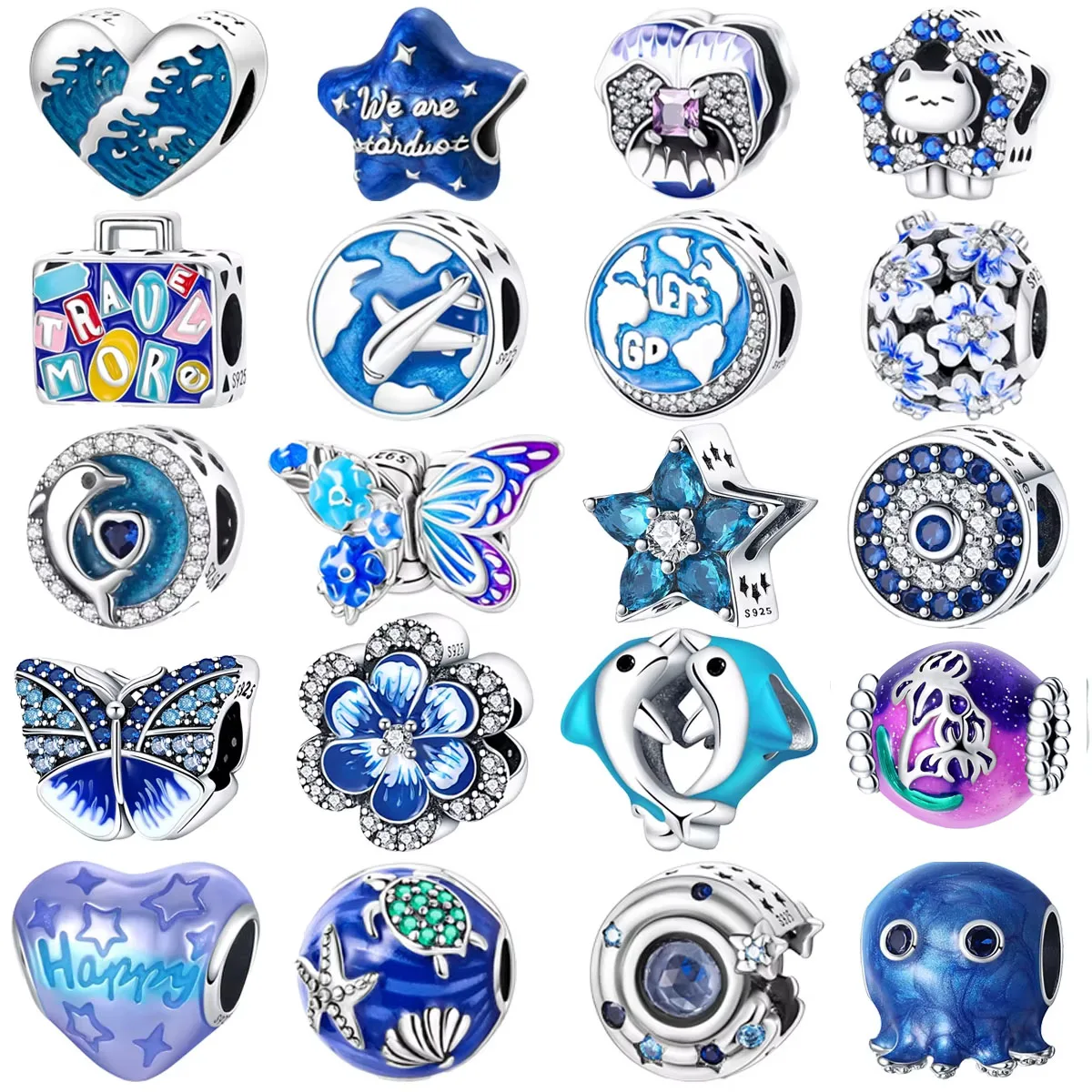 

Original 925 Charms Sterling Silver Star Butterfly Octopus Flower Luggage Beads for Pandora DIY Bracelet Ladies Jewelry Gift
