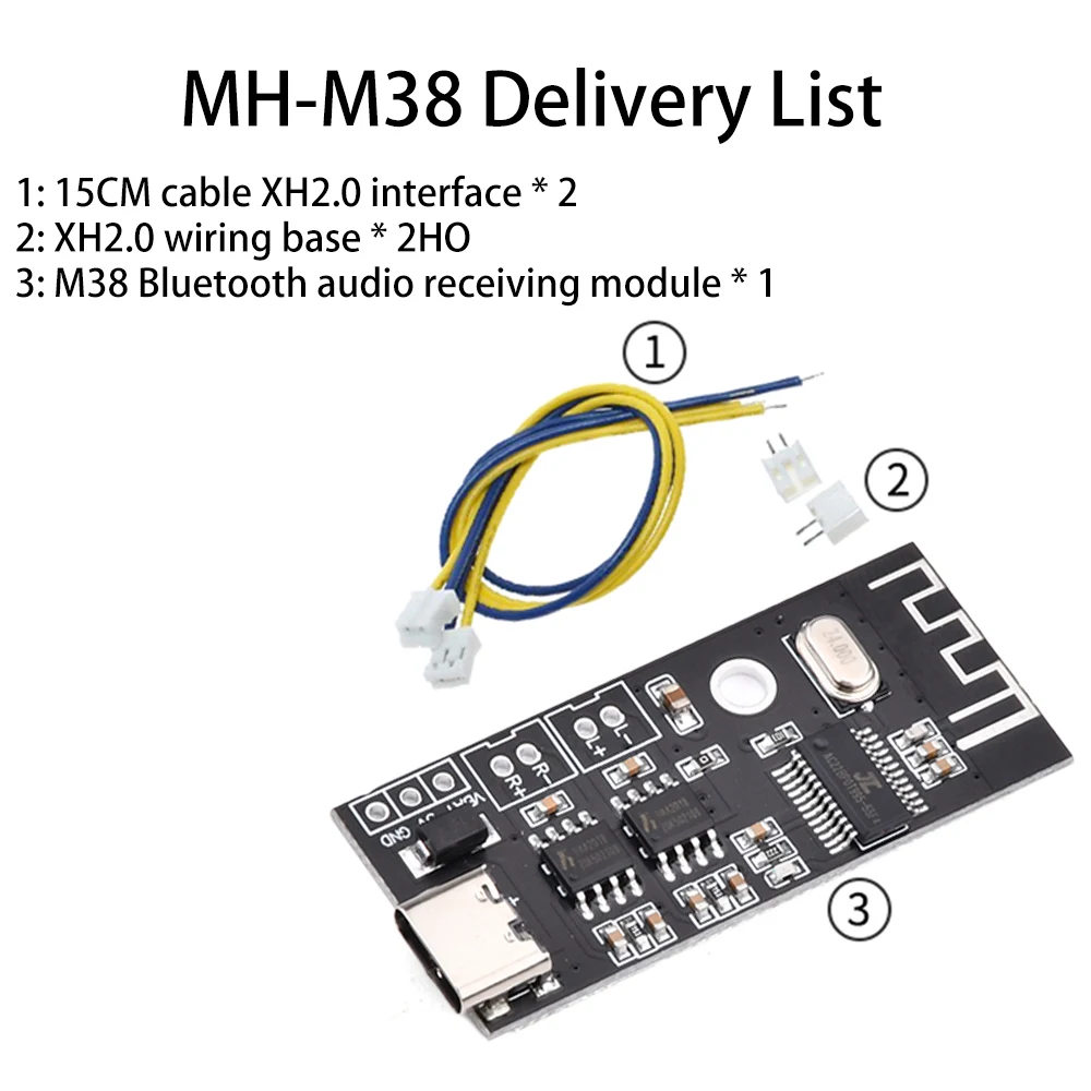 MH-MX38 Wireless Decoder Board 5V Type C USB Stereo Audio 5W+5W Amplifier MP3 Lossless Decoder Receiver Board DIY Kit