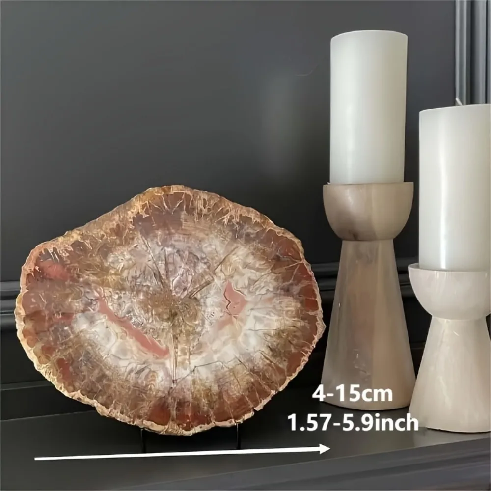 شريحة كريستال من الخشب الطبيعي، شريحة خشبية منقوشة مع أنماط حلقة شجرة لديكور المنزل، عينة طاقة التأريض للشفاء