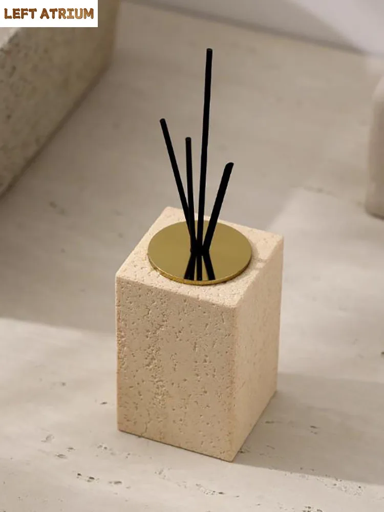 

Sand Stone Square Diffuser Bottle Premium Hotel Bathroom Diffuser Home Flameless Aromatherapy Fraction Bottle Interior Ornament