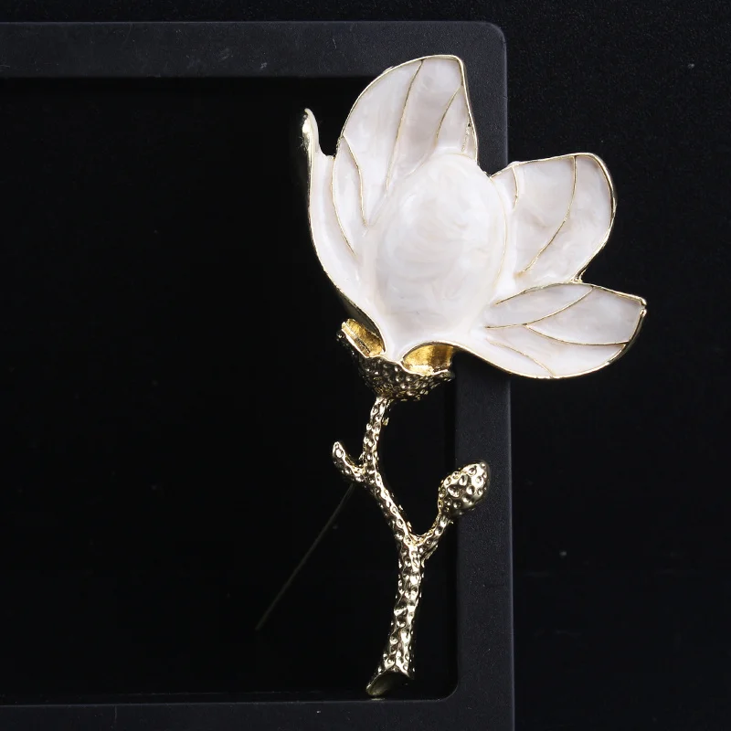 Enamel Luxury Dripping Oil High-quality Magnolia Brooch