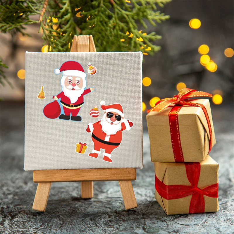 6/12/24Sheets Kids DIY Stickers Classic Make Your Own Christmas Tree Santa Face Jigsaw Sticker Party Puzzle Toys Boys Girls Gift