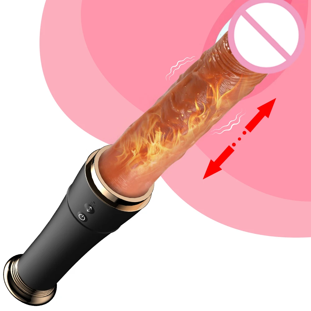 19CM Realistic Thrusting Dildo Vibrator for Women Vagina Anal Stimulator Heating Auto Telescopic Masturbator Sex Toys for Couple