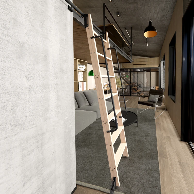 Rolling Library Ladder Hardware 16.5FT(500cm) Hook On  Sliding Loft Household Aluminum Alloy Track Hardware Kit(No Ladder)
