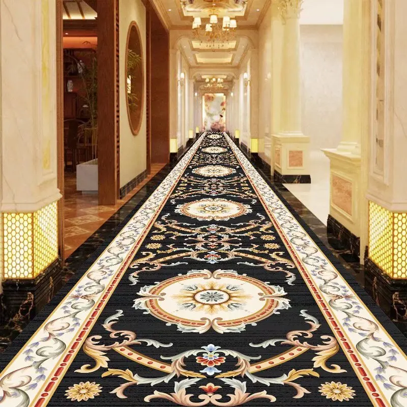 

European High End Dining Hall Long Corridor Carpet Commercial Hotel Passageway Carpets Non-slip Home Lobby Carpet Runner Custom